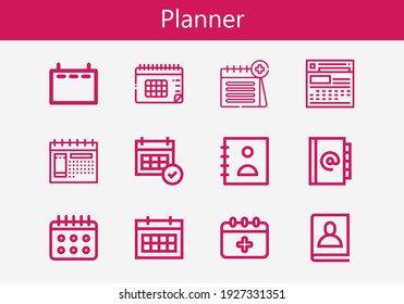 Premium set of planner line icons. Simple planner icon pack. Stroke vector illustration on a white background. Modern outline style icons collection of Schedule, Calendar