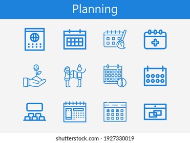 Premium set of planning line icons. Simple planning icon pack. Stroke vector illustration on a white background. Modern outline style icons collection of Calendar, Schedule