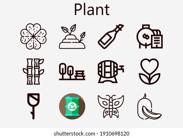 Ensemble d'icônes Premium de la plante [S]. Pack d'icônes de plante simple. Illustration vectorielle frappée sur fond blanc. Collection d'icônes de style contour moderne - Jardin, Fleur, Huile, Papillon, Argent, Rose