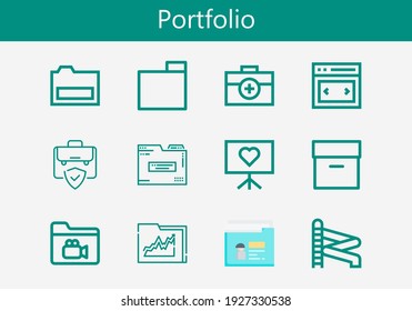 Premium set of portfolio line icons. Simple portfolio icon pack. Stroke vector illustration on a white background. Modern outline style icons collection of Archive