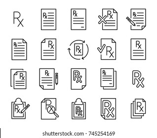 Premium set of prescription line icons. Simple pictograms pack. Stroke vector illustration on a white background. Modern outline style icons collection. 