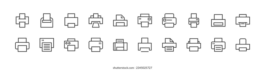 Premium set of printer line icons. Simple pictograms pack. Stroke vector illustration on a white background. Modern outline style icons collection.