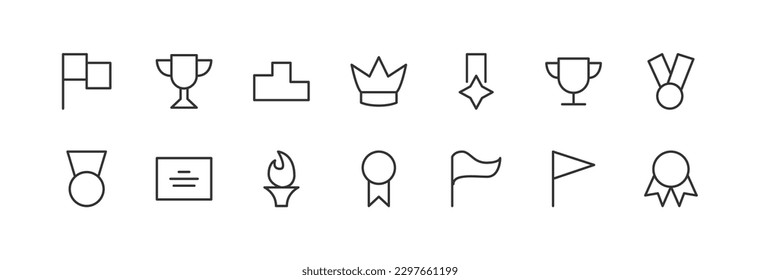 Premium set of reward line icons. Simple pictograms pack. Stroke vector illustration on a white background. Modern outline style icons collection.