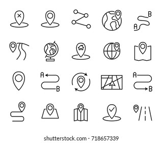 Premium set of route line icons. Simple pictograms pack. Stroke vector illustration on a white background. Modern outline style icons collection. 