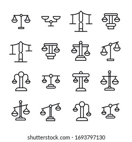 Conjunto de iconos de línea de escala de primera calidad. Símbolos web para sitios web y aplicaciones móviles. Símbolos vectoriales modernos, aislados en un fondo blanco. Sencillas señales de línea delgada.