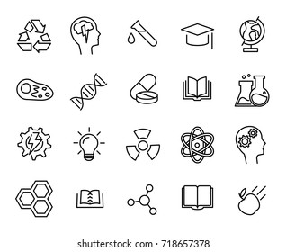 Premium set of science line icons. Simple pictograms pack. Stroke vector illustration on a white background. Modern outline style icons collection. 