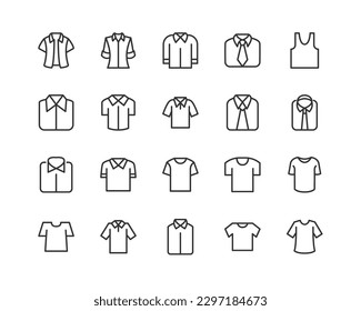 Premium set of shirt line icons. Simple pictograms pack. Stroke vector illustration on a white background. Modern outline style icons collection.