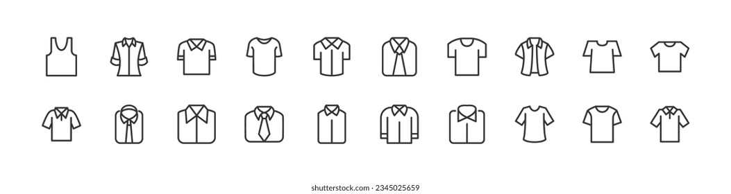 Premium set of shirt line icons. Simple pictograms pack. Stroke vector illustration on a white background. Modern outline style icons collection.