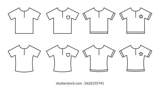 Premium set of shirt line icons. Simple pictograms pack. Stroke vector illustration on a white background. Modern outline style icons collection.