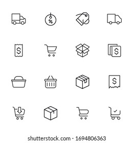 Premium set of shopping line icons. Web symbols for web sites and mobile app. Modern vector symbols, isolated on a white background. Simple thin line signs.