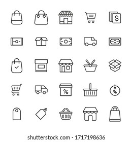Premium set of shopping line icons. Web symbols for web sites and mobile app. Modern vector symbols, isolated on a white background. Simple thin line signs.