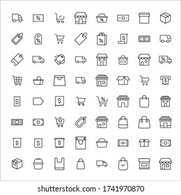 Premium set of shopping line icons. Web symbols for web sites and mobile app. Modern vector symbols, isolated on a white background. Simple thin line signs.