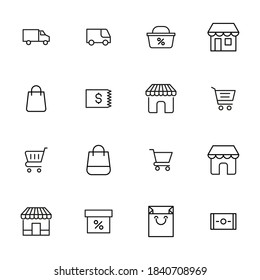 Premium set of shopping line icons. Simple pictograms pack. Stroke vector illustration on a white background. Modern outline style icons collection.