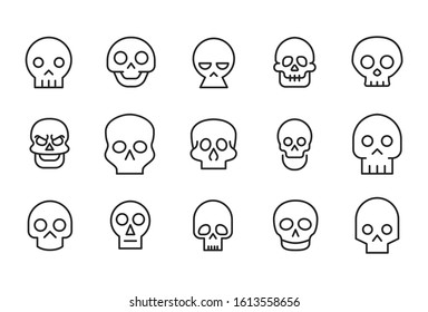 Premium set of skull line icons. Web symbols for web sites and mobile app. Modern vector symbols, isolated on a white background. Simple thin line signs.