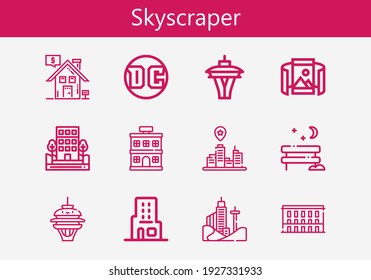 Premium set of skyscraper line icons. Simple skyscraper icon pack. Stroke vector illustration on a white background. Modern outline style icons collection of Building