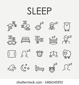 Premium set of sleep line icons. Simple pictograms pack. Stroke vector illustration on a white background. Modern outline style icons collection