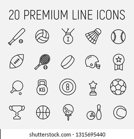 Premium set of sport line icons. Simple pictograms pack. Stroke vector illustration on a white background. Modern outline style icons collection.