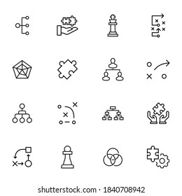 Premium set of strategy line icons. Simple pictograms pack. Stroke vector illustration on a white background. Modern outline style icons collection.