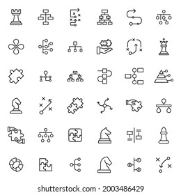 Premium set of strategy line icons. Simple pictograms pack. Stroke vector illustration on a white background. Modern outline style icons collection.
