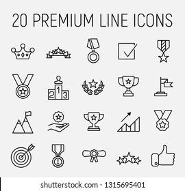 Premium set of success line icons. Simple pictograms pack. Stroke vector illustration on a white background. Modern outline style icons collection.