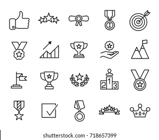Premium set of success line icons. Simple pictograms pack. Stroke vector illustration on a white background. Modern outline style icons collection. 