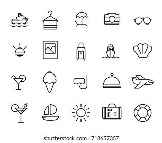 Premium set of summer line icons. Simple pictograms pack. Stroke vector illustration on a white background. Modern outline style icons collection. 