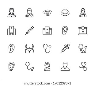Premium set of surgery line icons. Web symbols for web sites and mobile app. Modern vector symbols, isolated on a white background. Simple thin line signs.