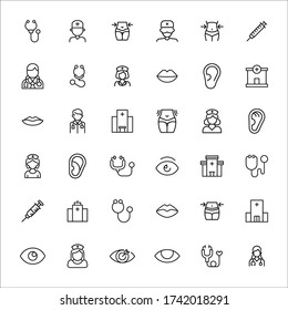 Premium set of surgery line icons. Web symbols for web sites and mobile app. Modern vector symbols, isolated on a white background. Simple thin line signs.