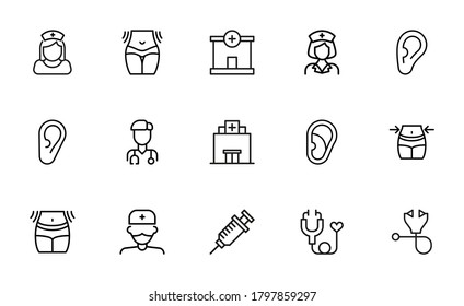 Premium set of surgery line icons. Web symbols for web sites and mobile app. Modern vector symbols, isolated on a white background. Simple thin line signs.