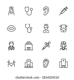 Premium set of surgery line icons. Web symbols for web sites and mobile app. Modern vector symbols, isolated on a white background. Simple thin line signs.