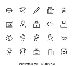 Premium set of surgery line icons. Web symbols for web sites and mobile app. Modern vector symbols, isolated on a white background. Simple thin line signs.