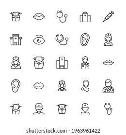 Premium set of surgery line icons. Web symbols for web sites and mobile app. Modern vector symbols, isolated on a white background. Simple thin line signs.