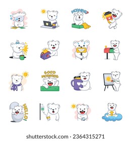 Premium Set of Teddy Bear Flat Stickers 