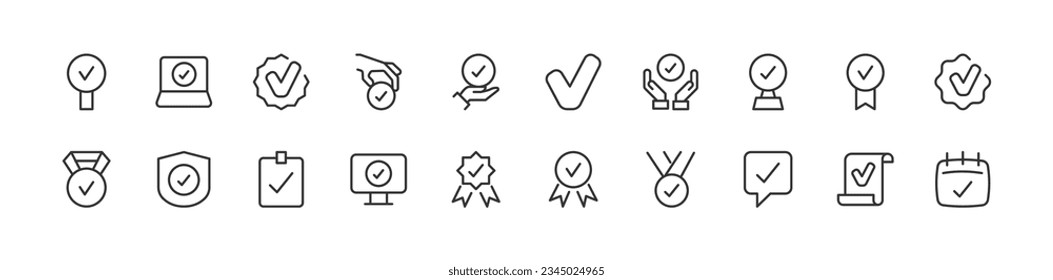 Premium set of tick line icons. Simple pictograms pack. Stroke vector illustration on a white background. Modern outline style icons collection.