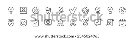 Premium set of tick line icons. Simple pictograms pack. Stroke vector illustration on a white background. Modern outline style icons collection.