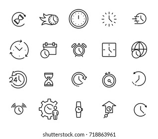 Premium set of time line icons. Simple pictograms pack. Stroke vector illustration on a white background. Modern outline style icons collection. 