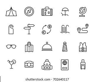 Premium set of travel line icons. Simple pictograms pack. Stroke vector illustration on a white background. Modern outline style icons collection.