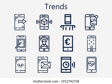 Premium set of trends [S] icons. Simple trends icon pack. Stroke vector illustration on a white background. Modern outline style icons collection of Smartphone