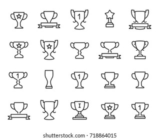 Premium set of trophy line icons. Simple pictograms pack. Stroke vector illustration on a white background. Modern outline style icons collection. 