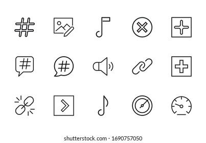 Conjunto de iconos de línea de interfaz de usuario de primera calidad. Símbolos web para sitios web y aplicaciones móviles. Símbolos vectoriales modernos, aislados en un fondo blanco. Sencillas señales de línea delgada.