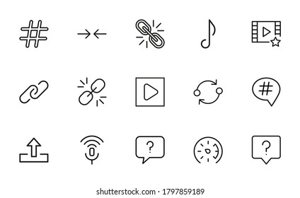 Conjunto premium de iconos de línea de interfaz de usuario. Símbolos web para sitios web y aplicaciones móviles. Símbolos vectoriales modernos, aislados en un fondo blanco. Sencillos signos de línea delgada.