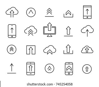 Premium set of upload line icons. Simple pictograms pack. Stroke vector illustration on a white background. Modern outline style icons collection. 