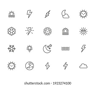 Premium set of weather line icons. Simple pictograms pack. Stroke vector illustration on a white background. Modern outline style icons collection.