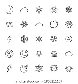 Premium set of weather line icons. Simple pictograms pack. Stroke vector illustration on a white background. Modern outline style icons collection.