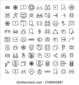 Premium Satz von Web-Line-Icons. Web-Symbole für Websites und mobile Anwendungen. Moderne Vektorsymbole, isoliert auf weißem Hintergrund. Einfache Zeichen für dünne Linien.