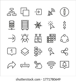 Juego premium de iconos de línea web. Símbolos web para sitios web y aplicaciones móviles. Símbolos vectoriales modernos, aislados en un fondo blanco. Sencillos signos de línea delgada.
