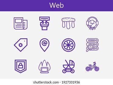 Premium set of web line icons. Simple web icon pack. Stroke vector illustration on a white background. Modern outline style icons collection of Operator, Placeholder, Laptop