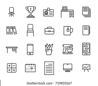 Premium set of workspace line icons. Simple pictograms pack. Stroke vector illustration on a white background. Modern outline style icons collection. 