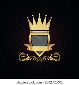 premium shield with crown - vector template