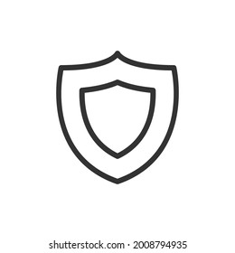 Premium shield line icon for app, web and UI. Vector stroke sign isolated on a white background. Outline icon of shield in trendy style.